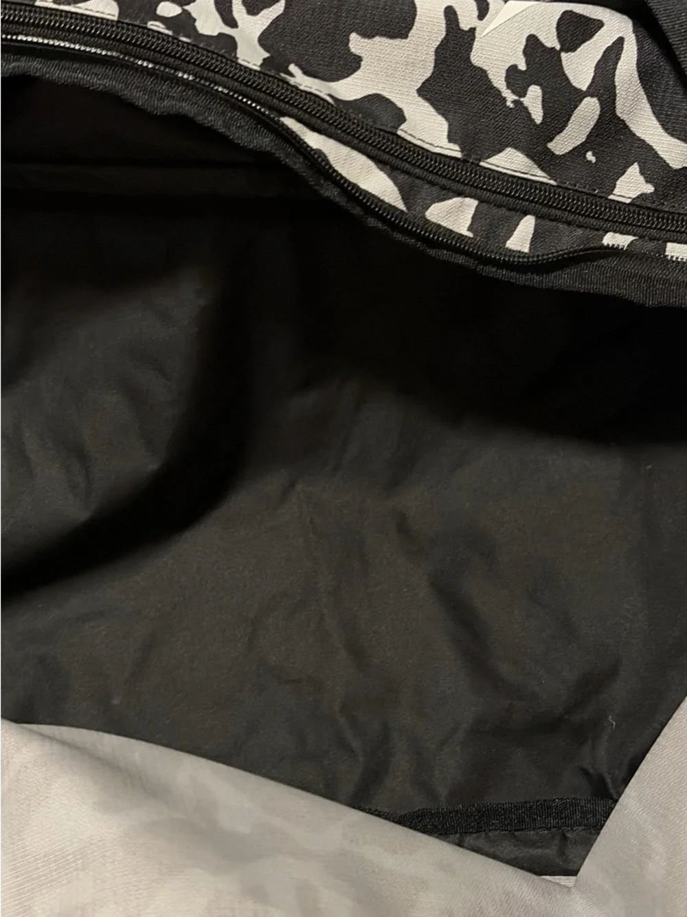 Nike Black & White Camo Duffel with Bold Logo